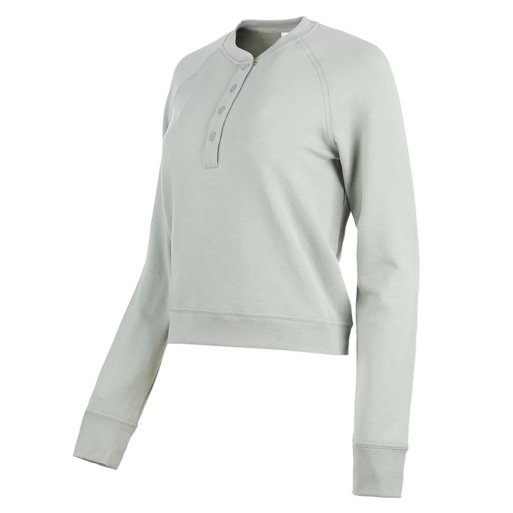 Yogalicious by Reflex Terry Henley Cropped Crew Sweatshirt / NWT / Size Large - Picture 2 of 9